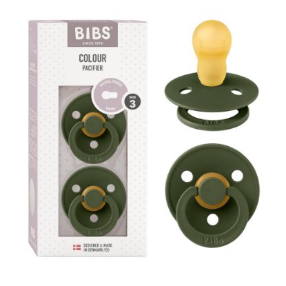 Picture of BIBS Pacifiers Colour Collection | Natural Rubber Baby Pacifier | Round Nipple | Set of 2 BPA-Free Soothers | Made in Denmark | 18+ Months (Pack of 2) | Hunter Green