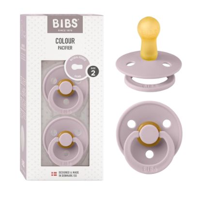 Picture of BIBS Pacifiers Colour Collection | Natural Rubber Baby Pacifier | Set of 2 BPA-Free Soothers | Made in Denmark | 6+ Months (Pack of 2) | Dusky Lilac