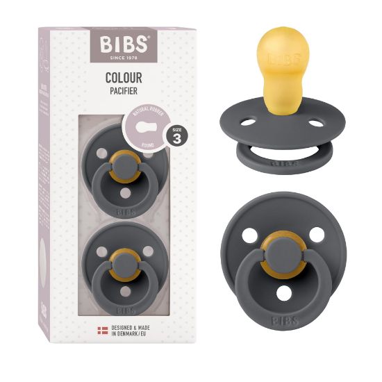 Picture of BIBS Pacifiers Colour Collection | Natural Rubber Baby Pacifier | Set of 2 BPA-Free Soothers | Made in Denmark | 18+ Months (Pack of 2) | Iron