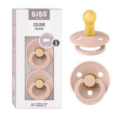 Picture of BIBS Pacifiers Colour Collection | Natural Rubber Baby Pacifier | Set of 2 BPA-Free Soothers | Made in Denmark | 6+ Months (Pack of 2) | Blush