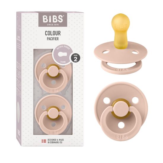 Picture of BIBS Pacifiers Colour Collection | Natural Rubber Baby Pacifier | Set of 2 BPA-Free Soothers | Made in Denmark | 6+ Months (Pack of 2) | Blush