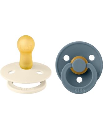 Picture of BIBS Pacifiers Colour Collection | Natural Rubber Baby Pacifier | Set of 2 BPA-Free Soothers | Made in Denmark | 0+ Months (Pack of 2) | Ivory/Petrol