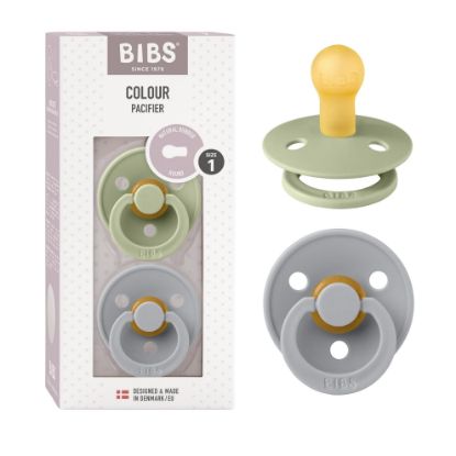 Picture of BIBS Pacifiers | Natural Rubber Baby Pacifier | Set of 2 BPA-Free Soothers | Made in Denmark | Sage/Cloud 0+ Months (Pack of 2)