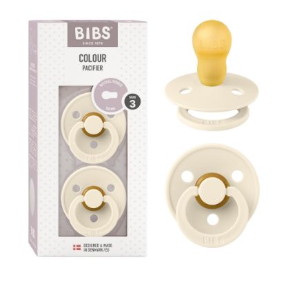 Picture of BIBS Pacifiers Colour Collection | Natural Rubber Baby Pacifier | Set of 2 BPA-Free Soothers | Made in Denmark | 18+ Months (Pack of 2) | Ivory