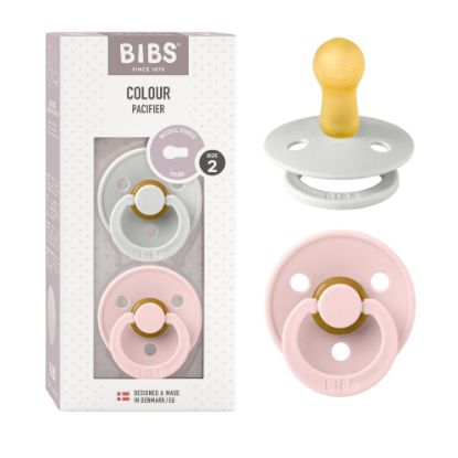 Picture of BIBS Pacifiers Colour Collection | Natural Rubber Baby Pacifier | Set of 2 BPA-Free Soothers | Made in Denmark | 6+ Months (Pack of 2) | Blossom/Haze