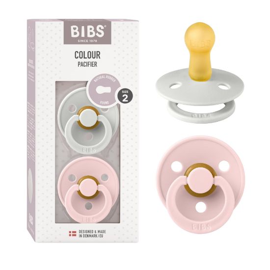 Picture of BIBS Pacifiers Colour Collection | Natural Rubber Baby Pacifier | Set of 2 BPA-Free Soothers | Made in Denmark | 6+ Months (Pack of 2) | Blossom/Haze