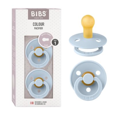 Picture of Bibs Pacifiers | Natural Rubber Baby Pacifier | Set of 2 BPA-Free Soothers | Made in Denmark | Baby Blue | Size 0-6 Months
