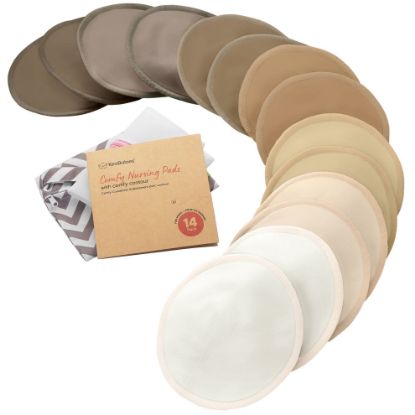 Picture of Organic Nursing Pads - 14 Washable Viscose Derived from Bamboo Breastfeeding Pads, Wash Bag, Reusable Breast Pads for Breastfeeding, Nipple Pads for Breastfeeding Essentials(Coffee, M 3.9")