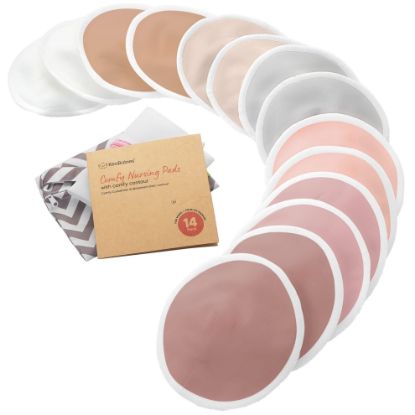 Picture of Organic Nursing Pads - 14 Washable Viscose Derived from Bamboo Breastfeeding Pads, Wash Bag, Reusable Breast Pads for Breastfeeding, Nipple Pads for Breastfeeding Essentials (Lovelle, M 3.9")