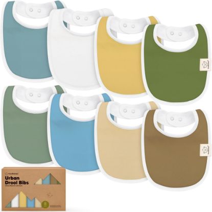 Picture of 8-Pack Organic Baby Bibs for Boys, Girls - Soft Cotton Drooling and Teething Bibs for Baby Girl & Boy, Extra Absorbent, Easy to Clean & Put On for Toddler, Newborn, Infant 0-24 Months (Daybreak)