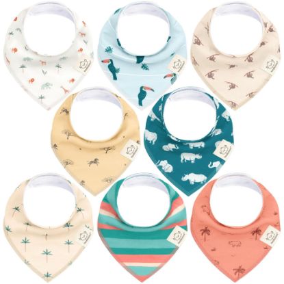 Picture of 8-Pack Organic Baby Bandana Bibs for Girls - Super Absorbent Triangle Baby Bibs for Drooling and Teething Infant, 100% Cotton Extra Soft for Newborn, Infant 0-36 Months (Wildscape)