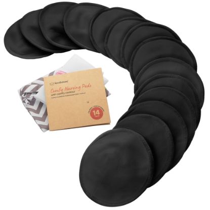 Picture of Organic Nursing Pads - 14 Washable Viscose Derived from Bamboo Breastfeeding Pads, Wash Bag, Reusable Breast Pads for Breastfeeding, Nipple Pads for Breastfeeding Essentials (Midnight Black, XL5.5")
