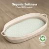 Picture of 2-Pack Organic Bassinet Sheets for Girls, Boys - 100% Cotton Bassinet Mattress Sheets Compatible with Halo Bassinest Swivel Sleeper, Graco, Baby Delight, Chicco, Unisex Fitted Bassinet Sheets (Herb)