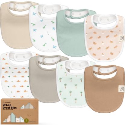Picture of 8-Pack Organic Baby Bibs for Boys, Girls - Soft Cotton Drooling and Teething Bibs for Baby Girl & Boy, Extra Absorbent, Easy to Clean & Put On for Toddler, Newborn, Infant 0-24 Months (Roarsome)