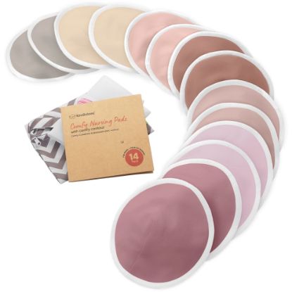Picture of Organic Nursing Pads - 14 Washable Viscose Derived from Bamboo Breastfeeding Pads, Wash Bag, Reusable Breast Pads for Breastfeeding, Nipple Pads for Breastfeeding Essentials(Plum, M 3.9")