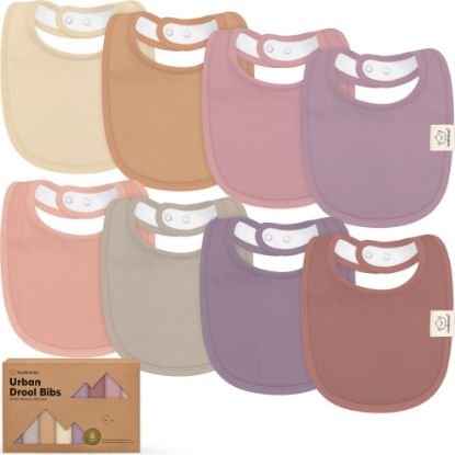 Picture of 8-Pack Organic Baby Bibs for Boys, Girls - Soft Cotton Drooling and Teething Bibs for Baby Girl & Boy, Extra Absorbent, Easy to Clean & Put On for Toddler, Newborn, Infant 0-24 Months (Mauve)
