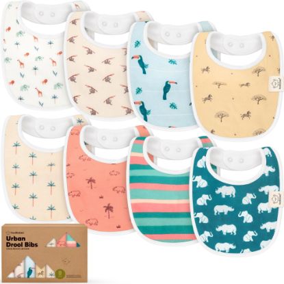 Picture of 8-Pack Organic Baby Bibs for Boys, Girls - Soft Cotton Drooling and Teething Bibs for Baby Girl & Boy, Extra Absorbent, Easy To Clean & Put On for Toddler, Newborn, Infant 0-24 Months (Wildscape)