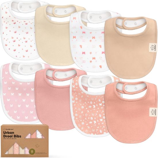 Picture of 8-Pack Organic Baby Bibs for Boys, Girls - Soft Cotton Drooling and Teething Bibs for Baby Girl & Boy, Extra Absorbent, Easy to Clean & Put On for Toddler, Newborn, Infant 0-24 Months (Butterflies)