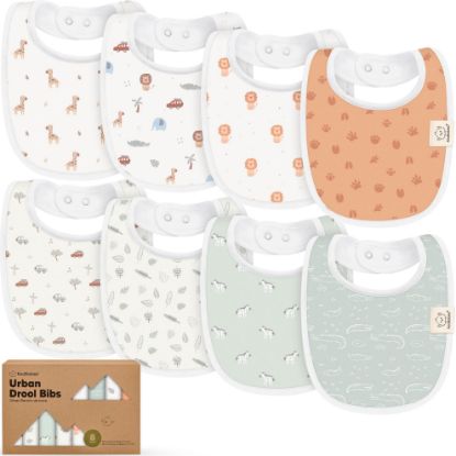 Picture of 8-Pack Organic Baby Bibs for Boys, Girls - Soft Cotton Drooling and Teething Bibs for Baby Girl & Boy, Extra Absorbent, Easy To Clean & Put On for Toddler, Newborn, Infant 0-24 Months (Wilderness)