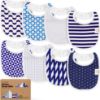 Picture of 8-Pack Organic Baby Bibs for Boys, Girls - Soft Cotton Drooling and Teething Bibs for Baby Girl & Boy, Extra Absorbent, Easy to Clean & Put On for Toddler, Newborn, Infant 0-24 Months (Azure)