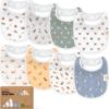 Picture of 8-Pack Organic Baby Bibs for Boys, Girls - Soft Cotton Drooling and Teething Bibs for Baby Girl & Boy, Extra Absorbent, Easy To Clean & Put On for Toddler, Newborn, Infant 0-24 Months (Pets & Paws)