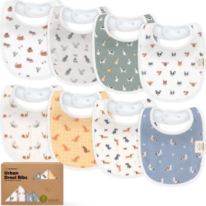 Picture of 8-Pack Organic Baby Bibs for Boys, Girls - Soft Cotton Drooling and Teething Bibs for Baby Girl & Boy, Extra Absorbent, Easy To Clean & Put On for Toddler, Newborn, Infant 0-24 Months (Pets & Paws)