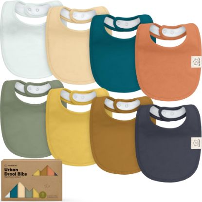 Picture of 8-Pack Organic Baby Bibs for Boys, Girls - Soft Cotton Drooling and Teething Bibs for Baby Girl & Boy, Extra Absorbent, Easy to Clean & Put On for Toddler, Newborn, Infant 0-24 Months (Eclipse)