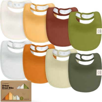 Picture of 8-Pack Organic Baby Bibs for Boys, Girls - Soft Cotton Drooling and Teething Bibs for Baby Girl & Boy, Extra Absorbent, Easy to Clean & Put On for Toddler, Newborn, Infant 0-24 Months (Sahara)