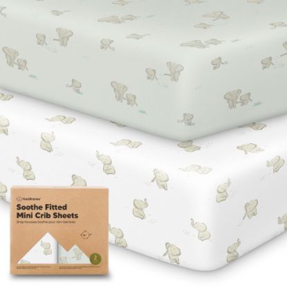 Picture of 2-Pack Mini Crib Sheets Fitted - Pack N Play Sheets for Pack and Play Mattress, Organic Cotton, Soft & Breathable Jersey Playard Bedding, Neutral Mini Toddler Bed Cover for Boys, Girls (Elly)