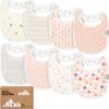 Picture of 8-Pack Organic Baby Bibs for Boys, Girls - Soft Cotton Drooling and Teething Bibs for Baby Girl & Boy, Extra Absorbent, Easy to Clean & Put On for Toddler, Newborn, Infant 0-24 Months (Prism)