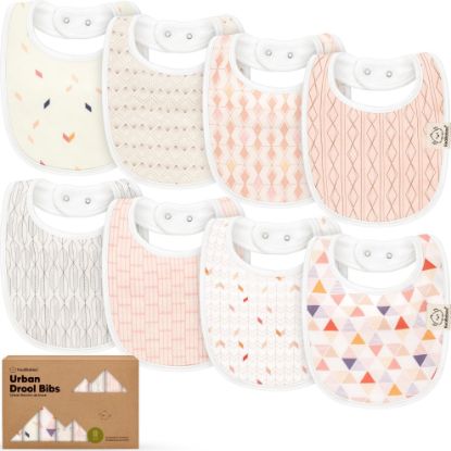 Picture of 8-Pack Organic Baby Bibs for Boys, Girls - Soft Cotton Drooling and Teething Bibs for Baby Girl & Boy, Extra Absorbent, Easy to Clean & Put On for Toddler, Newborn, Infant 0-24 Months (Prism)