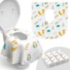 Picture of Toilet Seat Covers Disposable - 20 Pack - Waterproof, Ideal for Kids and Adults - Extra Large, Individually Wrapped for Travel, Toddlers Potty Training Public Restrooms (Owls, 20)