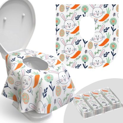 Picture of Toilet Seat Covers Disposable - 20 Pack - Waterproof, Ideal for Kids and Adults - Extra Large, Individually Wrapped for Travel, Toddlers Potty Training in Public Restrooms (Easter Bunny, 20)