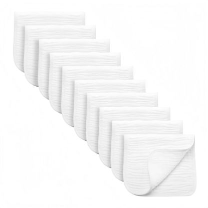 Picture of Synrroe Burp Cloths Large, Muslin Burp Cloths for Baby Girls and Boys, Pack of 10 Extra Absorbent and Soft Muslin, 6 Layers 20 by 10 Inches 100% Cotton (White 10 Pack)