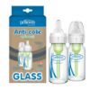 Picture of Dr. Brown's Natural Flow Anti-Colic Options+ Narrow Glass Baby Bottle 4 oz/120 mL, with Level 1 Slow Flow Nipple, 2 Pack, 0m+