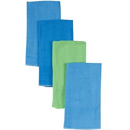 Picture of Gerber Baby Newborn Flannel Burpcloths, Unisex, One Size, 4 Pack, Blue/Green