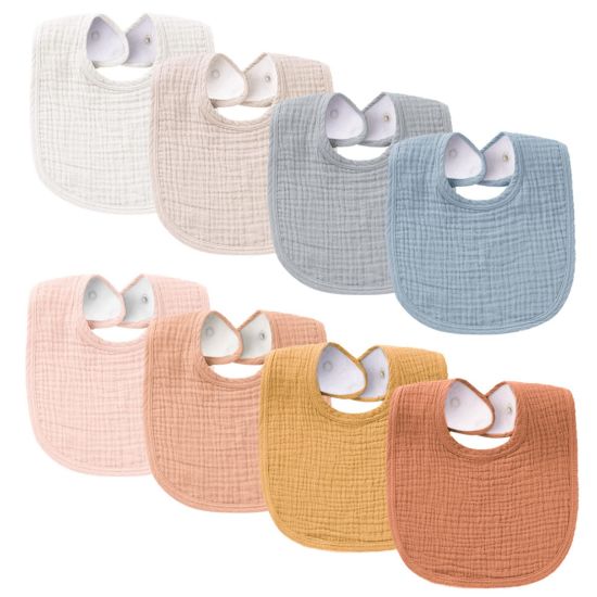 Picture of Konssy Muslin Baby Bibs 8 Pack Baby Bandana Drool Bibs Cotton for Unisex Boys Girls, 8 Solid Colors Set for Teething Drooling
