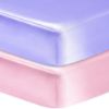 Picture of GUNTAIL 2 Pack Satin Soft Crib Sheet for Baby with Sensitive Hair Silky Baby Mattress Sheet Pink and Violet Unisex 52’’x28’’x8’’ Fitted Sheets
