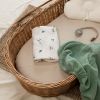 Picture of Gllquen Baby Muslin Bassinet Sheets 3 Pack, Breathable Elastic Cozy Fitted Cotton Bassinet Mattress Sheet for Baby Boy Girls, Fit for Hourglass Oval Rectangular Cradle Pad Sheets 33"X17" (Green)