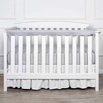 Picture of TILLYOU 3-Piece Padded Baby Crib Rail Cover Protector Set from Chewing, Safe Teething Guard Wrap for Standard Cribs, 100% Silky Soft Microfiber Polyester, Fits Side and Front Rails, Pale Gray