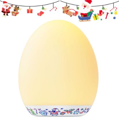 Picture of MediAcous Night Light for Kids, Baby Night Light with 7 Colors & Stepless Dimming, Rechargeable Toddler Night Light, Portable Touch Night Lamp for Kids, Christmas Pattern Design for Ideal Xmas Gifts