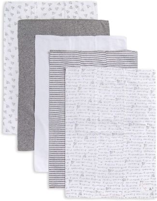 Picture of Burts Bees Baby Infant Burp Cloths, 100% Organic Cotton Extra Absorbent Soft Fabric Drool Cloths, 5-Pack Newborn Must-Have Essential Large Burping Cloths, One Size 17 x 11.75 Inches