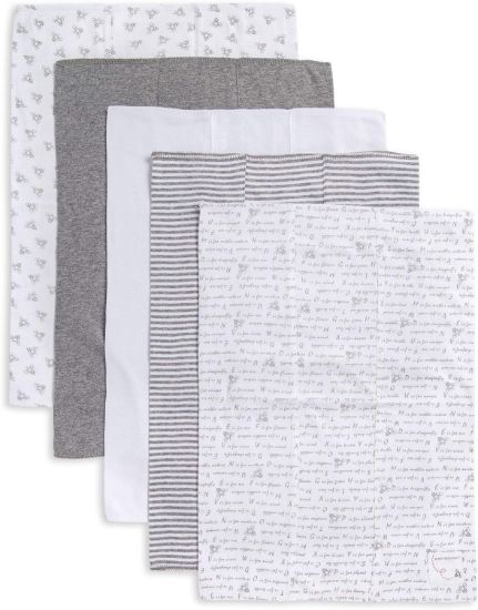 Picture of Burts Bees Baby Infant Burp Cloths, 100% Organic Cotton Extra Absorbent Soft Fabric Drool Cloths, 5-Pack Newborn Must-Have Essential Large Burping Cloths, One Size 17 x 11.75 Inches