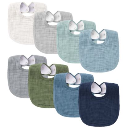 Picture of Konssy Muslin Baby Bibs 8 Pack Baby Bandana Drool Bibs Cotton for Unisex Boys and Girls, Soft Absorbent Set for Teething and Drooling