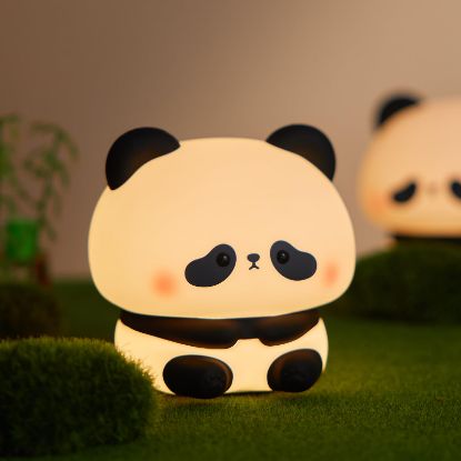 Picture of Cute Panda Night Light, LED Squishy Novelty Animal Night Lamp, Food Grade Silicone 3 Level Dimmable Breastfeeding Nursery Nightlight for Room Decor, Cute Gifts Stuff for Boys Girls Baby Children
