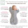 Picture of SwaddleDesigns Transitional Swaddle Sack, Arms Up Half-Length Sleeves & Mitten Cuffs, Swaddle for Newborn Transition to Baby Sleep Sack Wearable Blanket, 6-9 Month, 21-24 lb, Gray with Striped Trim
