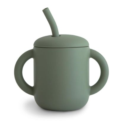 Picture of mushie 100% Silicone Training Cup & Straw for Toddlers | 6 Months+ (Dried Thyme)