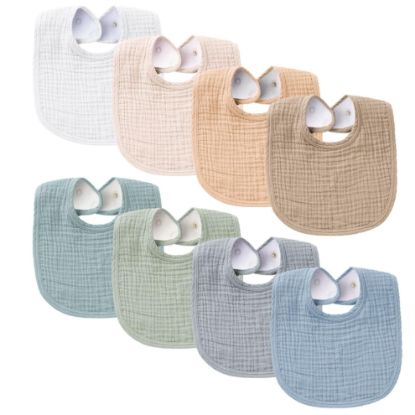 Picture of Konssy Muslin Baby Bibs 8 Pack Baby Bandana Drool Bibs Cotton for Unisex Boys and Girls, Soft Absorbent Set for Teething and Drooling