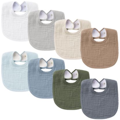 Picture of Konssy Muslin Baby Bibs 8 Pack Baby Bandana Drool Bibs Cotton for Unisex Boys and Girls, Soft Absorbent Set for Teething and Drooling