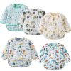 Picture of ElecMotive 5 Pack Long Sleeve Bib,Baby Toddler Waterproof Sleeved Bib for 6-30 Months Reusable with Catch-all Pocket